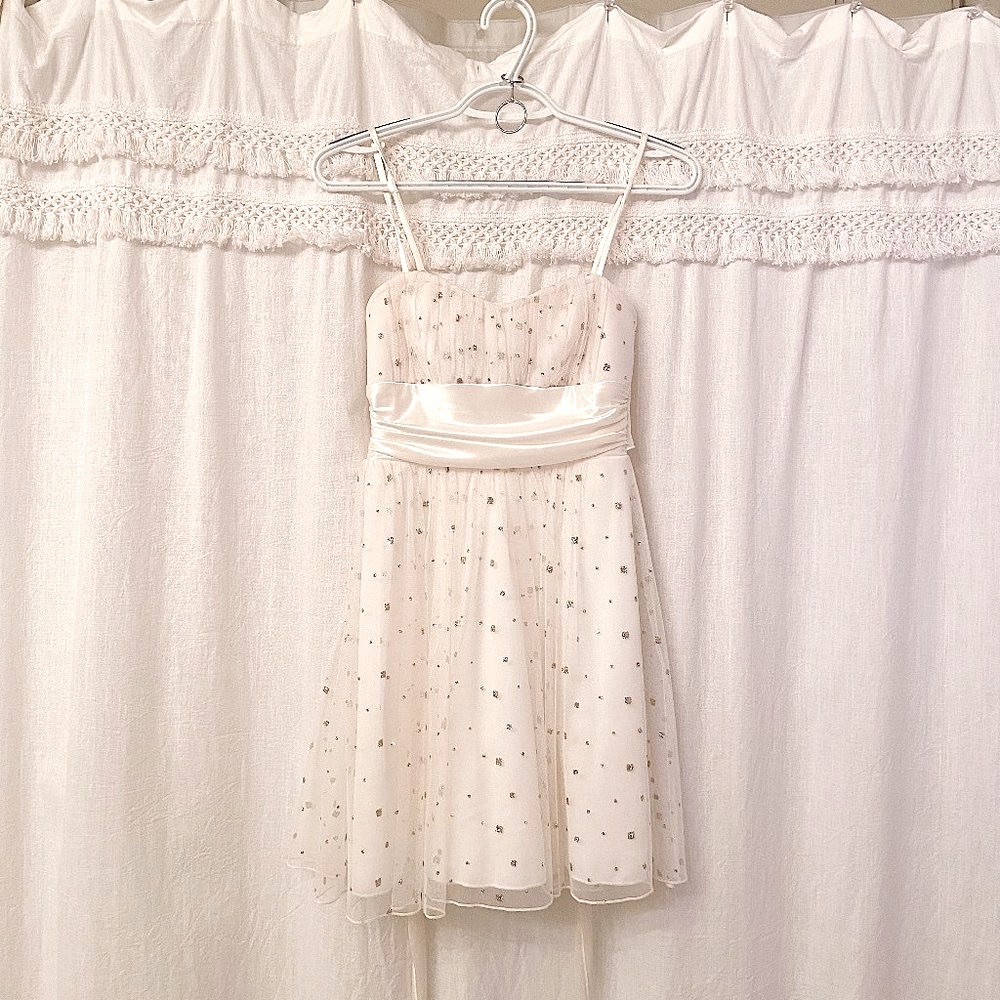 NWT Speechless White Empire Waist Dress, Silk Bow
